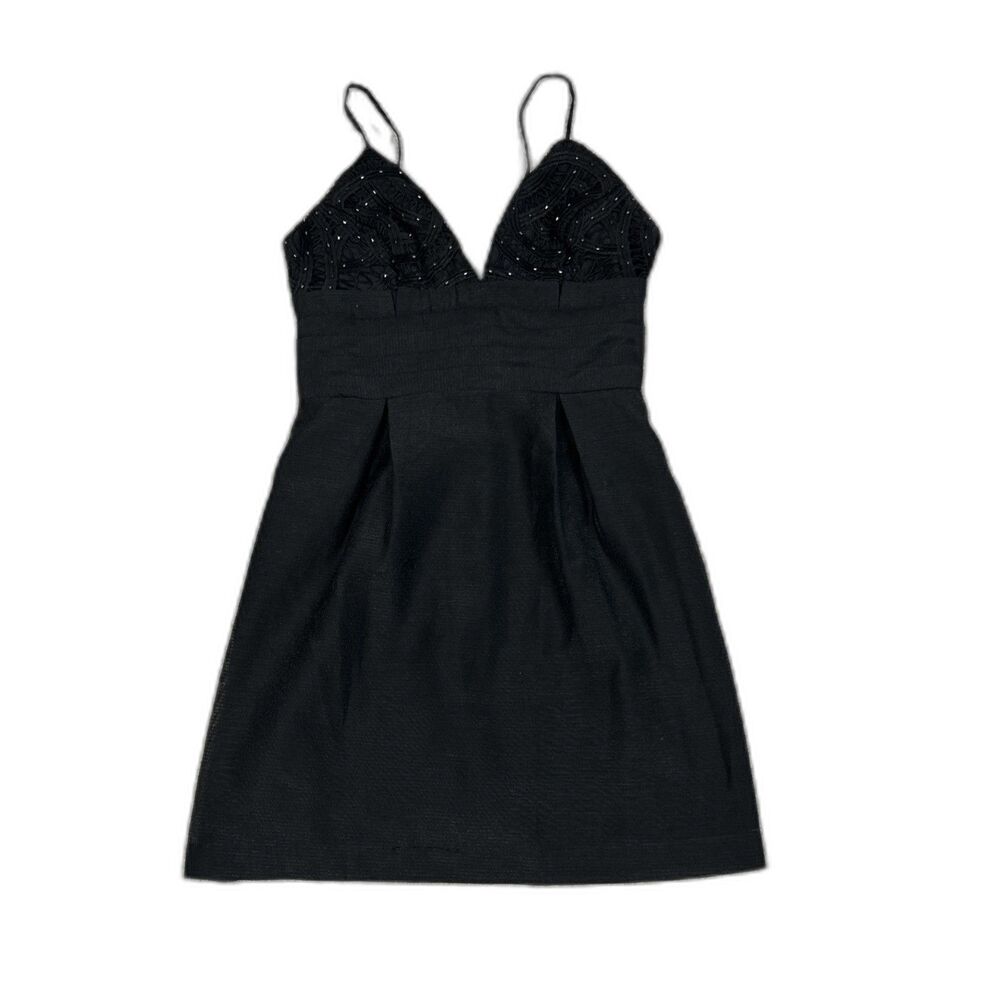 Free People We Go Together V-neck Mini Dress Womens 0 Cocktail Party LBD Black